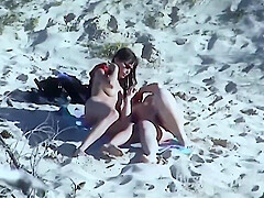 Uninhibited Lesbian Sex On The Beach