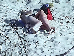 Uninhibited Lesbian Sex On The Beach