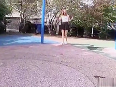 Upskirt flashing pussy in public
