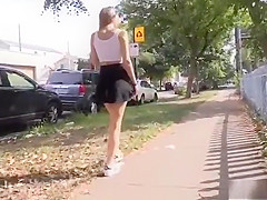 Upskirt flashing pussy in public