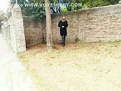 Walking Down The Street Without Panties In Short Skirt Showing Off Pussy To Peeping Sex Hard