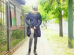 Walking Down The Street Without Panties In Short Skirt Showing Off Pussy To Peeping Sex Hard