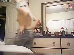 Wife changing after showering