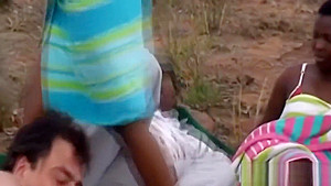 Wild outdoor interracial group sex with hot African sluts and big cocked studs