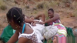 Wild outdoor interracial group sex with hot African sluts and big cocked studs