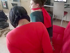 Wrong Time To Go Home  Two Sexy Office Sluts Got Tie