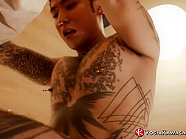 YOSHIKAWASAKIXXX - Inked Asian Yoshi Kawasaki Rides Dildo