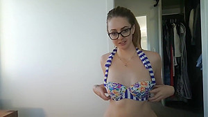 Young aussie wife giving amazing bj with glasses