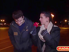 busty German milf with big tits enjoys sex in public