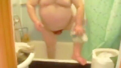 fat guy showering