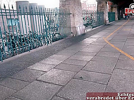 german big tits tattoo model seduced on street for blind date pick up