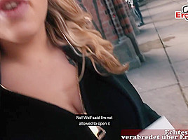 german big tits tattoo model seduced on street for blind date pick up