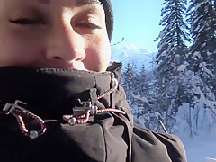 teen 18+ Public Flash in Snowboard In Mountain - Flash A La Neige VicAlouqua