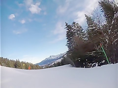 teen 18+ Public Flash in Snowboard In Mountain - Flash A La Neige VicAlouqua