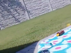 teen 18+ blonde masturbate on public